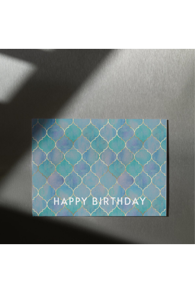 Greeting Card - HBD Teal Alhambra