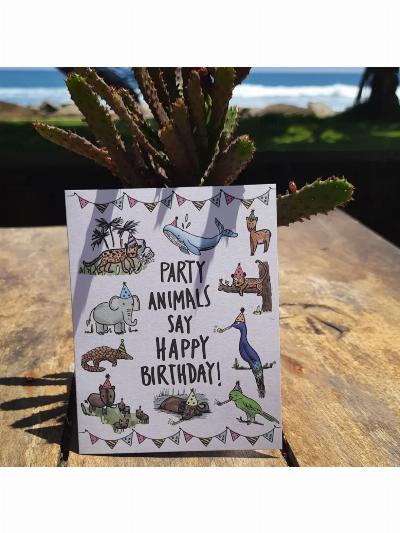 Party Animals Say Happy Birthday - Card and Envelope