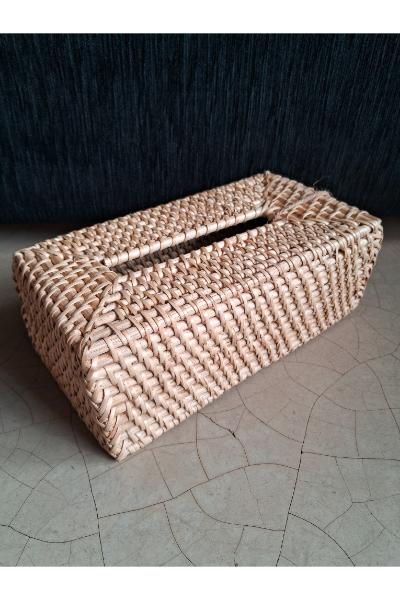 GRUHA Cane Tissue Box Cover - Sand/Matte 
