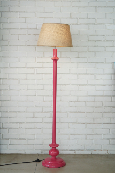 Elvin Lamp (Pink) - Tapered Jute Shade