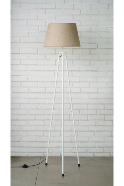 Steel Tripod (White) - Tapered Jute Shade