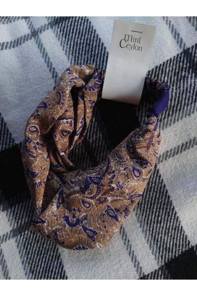 Anya Headband - Blue and Beige 