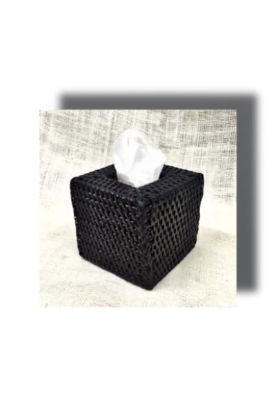 GRUHA Square Cane Tissue Box Cover - Charcoal Matte 