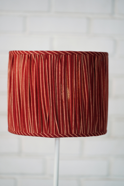 Barrel Shade (S) - Red Block Print, Pleated