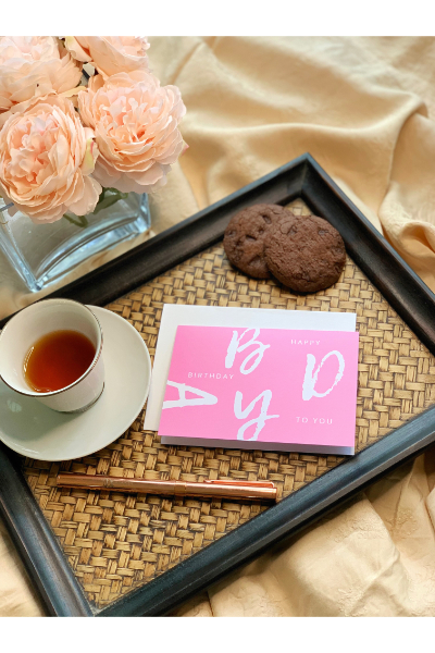 Greeting Card - HBD Letters Pink