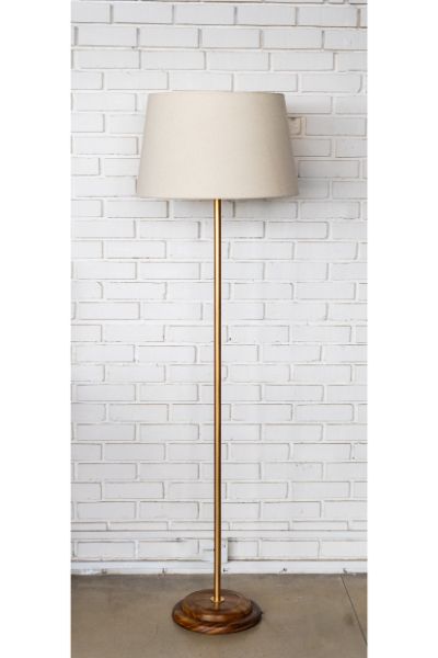 Rose Gold Elemental floor lamp -  Tapered linen shade