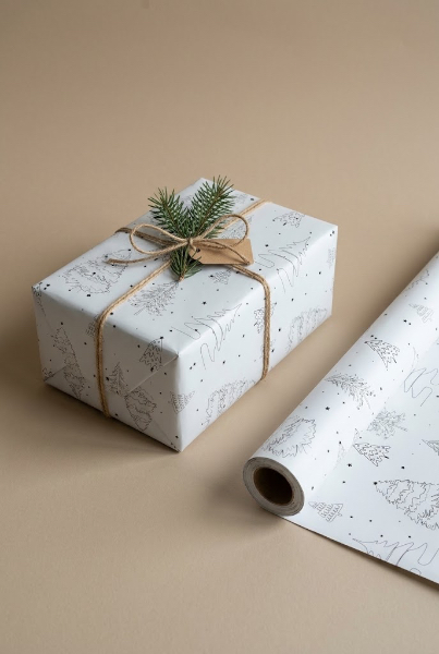 Christmas Wrapping Paper - Line Pine Trees
