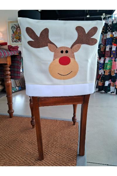 Christmas Chair Cover - Cream Reindeer