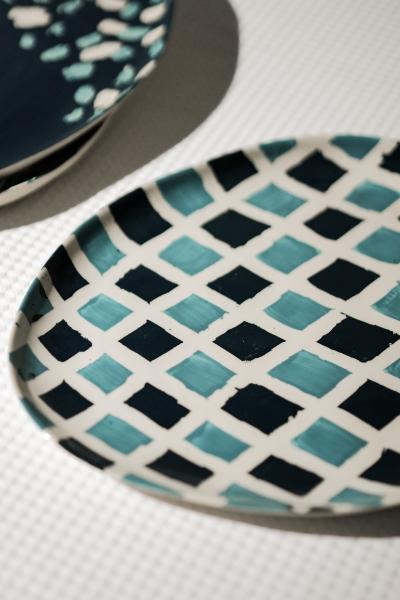 Ocean Check Dinner Plate