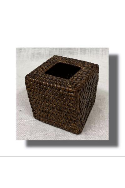 GRUHA Square Cane Tissue Box Cover - Stone matte