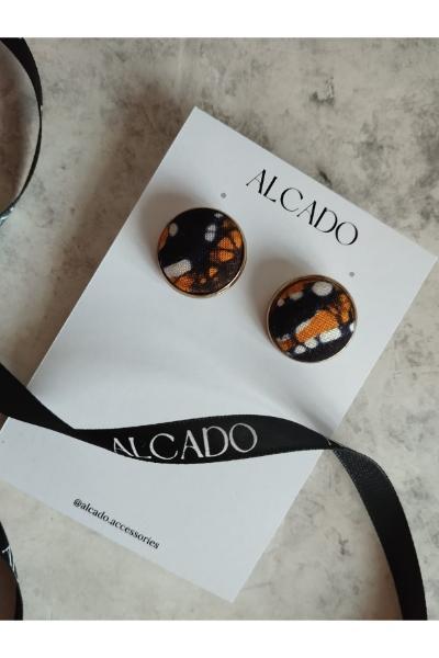 Batik studs -Black & Orange ALC#44