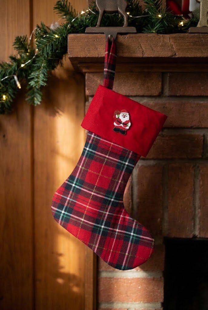 Christmas Stocking - Red checkered fabric