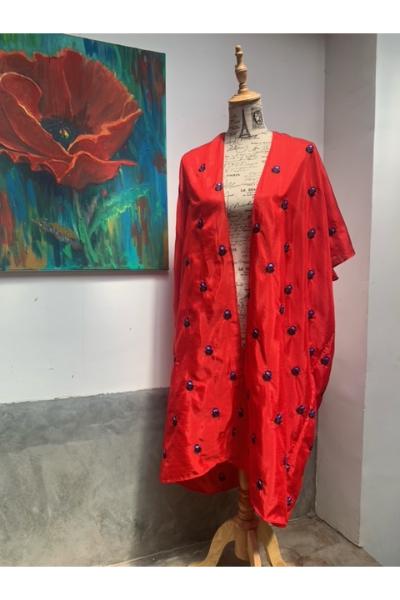 Red Embroidered  Kimono - FE70