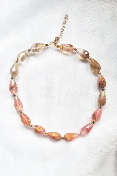 Natural Chalcedony Teardrop Stone Collar Necklace - P391