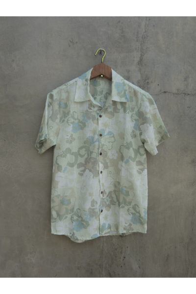 Batik Shirt - Moss Floral Print (UK 8)