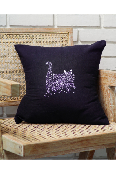 Embroidered Cushion Cover - Purrfect Play
