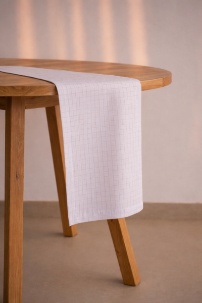 Linen Blend Runner - Windowpane Check