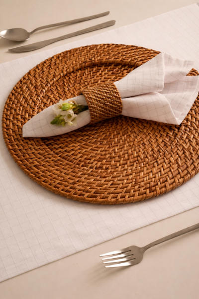 Linen Blend Napkins - Set of 8 - Windowpane Check