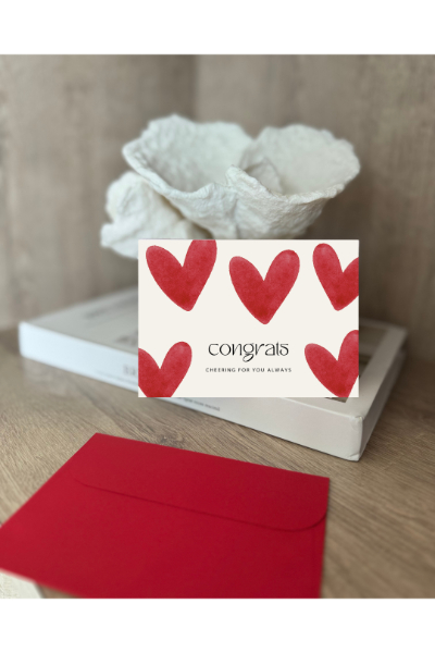 Greeting Card - Congrats Red Hearts