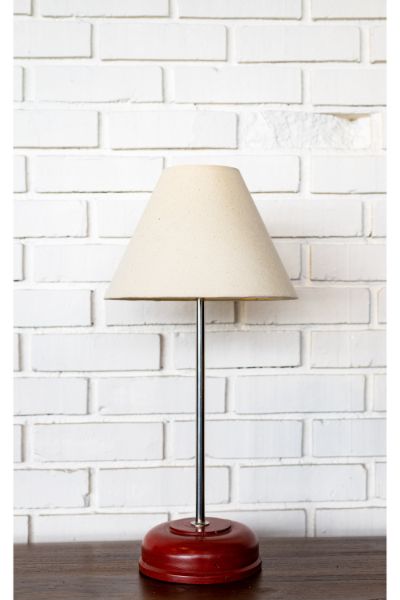 Plain Jane table Lamp - Scarlet, Linen Coolie shade