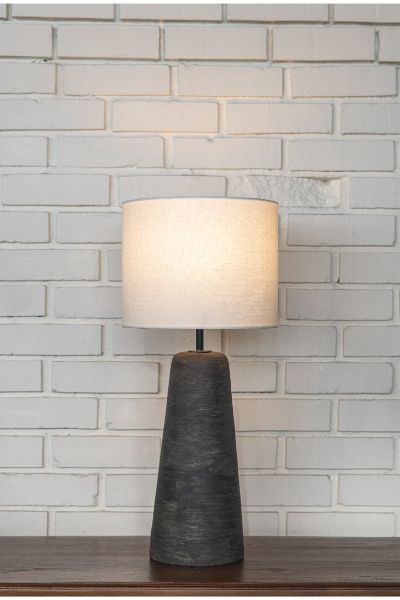 Charcoal table lamp - White linen shade