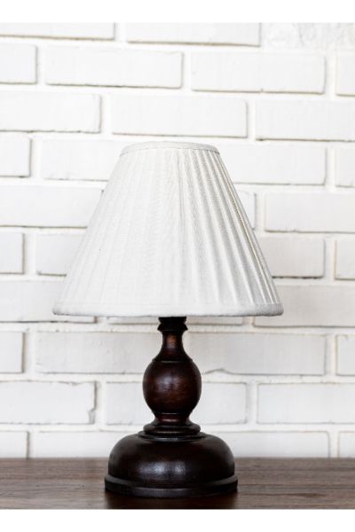 Pawn Table Lamp - Dark Walnut, Pleated shade