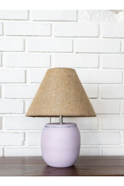Pot Belly Table Lamp - Lilac, Jute Shade