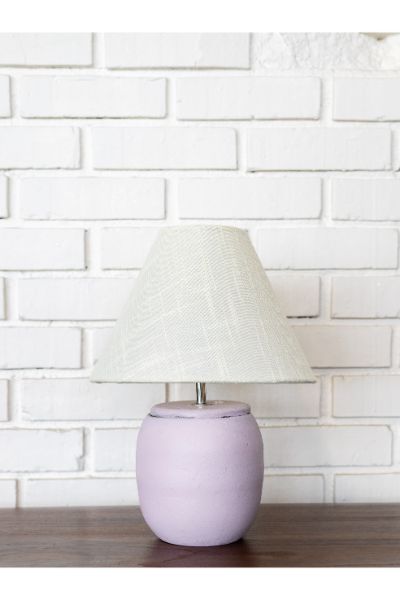 Pot Belly Table Lamp - Lilac, Linen hade