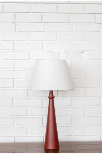 The Everest - Red, Linen Tapered shade