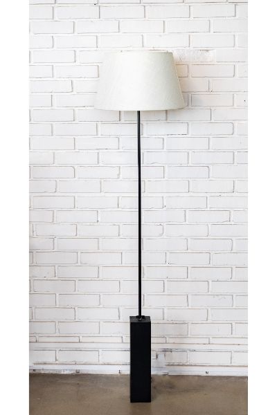 Minimalist Floor Lamp - Matt Black, Tapered linen shade