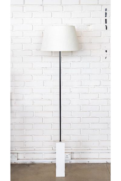 Minimalist Floor Lamp - White, Tapered linen shade