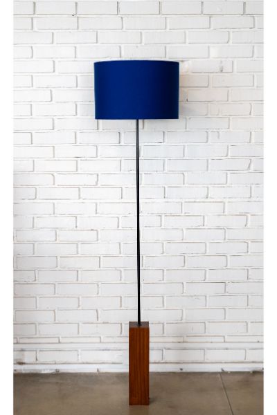 Minimalist Floor Lamp - Natural, Navy shade