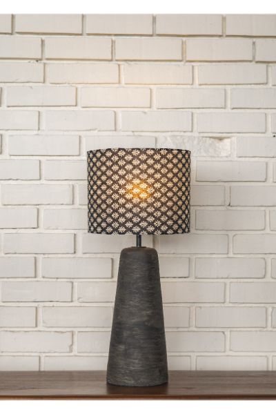 Charcoal table lamp - Block printed shade